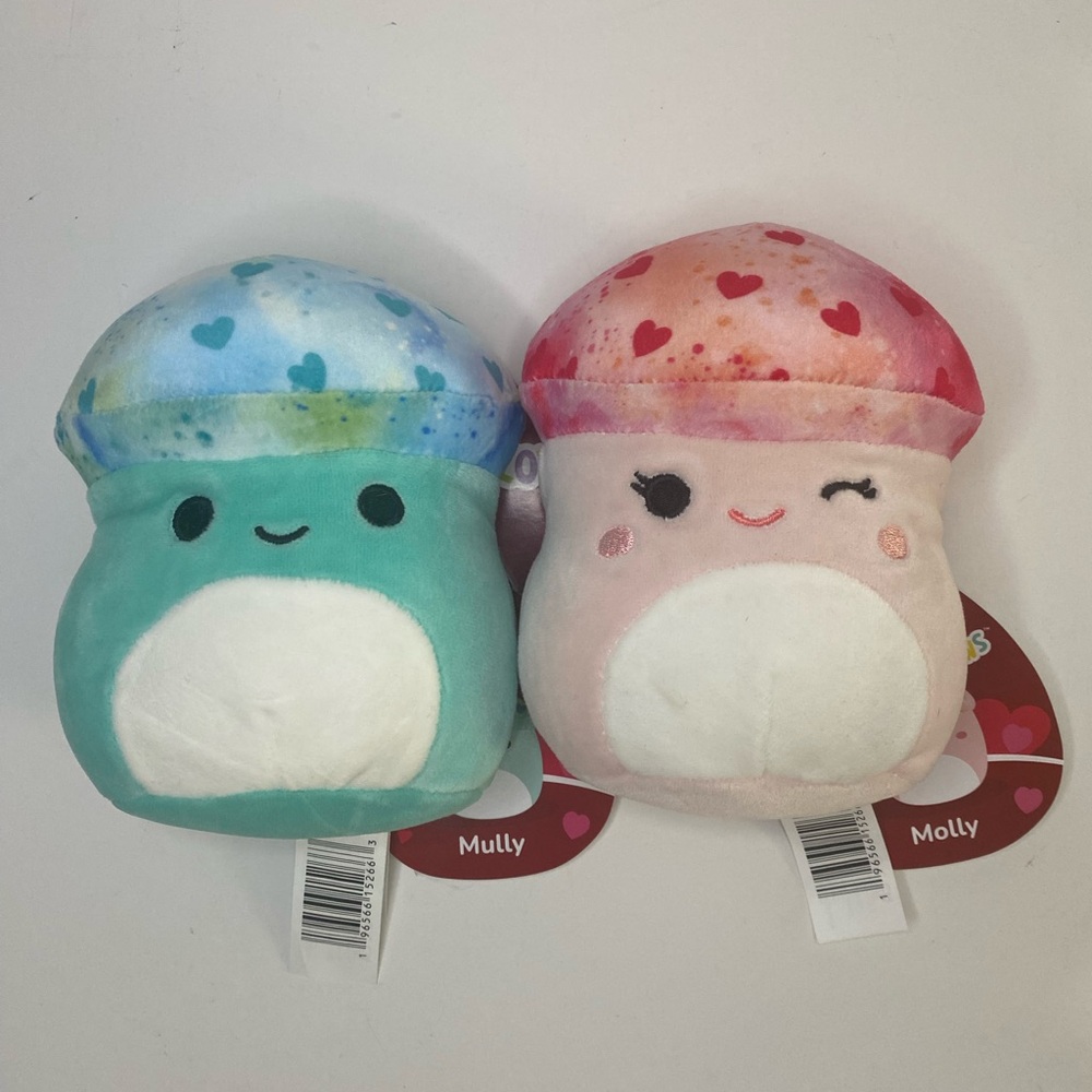 Squishmallows Mully & Molly Valentines Day Set 5” Mushroom Hearts Target NWT